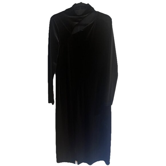 ELIE TAHARI The Veronica Cut Out Midi Black Velvet Dress Sz L Slit Elegant Goth - Picture 1 of 13
